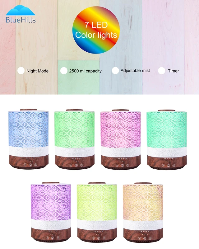 Alt view image 6 of 7 - 2500 ML Premium XL Large Essential Oil Diffuser Décor Dark Wood | Aroma Humidifier Diffuser Combo for Large Room, Long Run, LED Color Lights, High Mist,Timer, Night Mode, 2.5L Home Decor F004