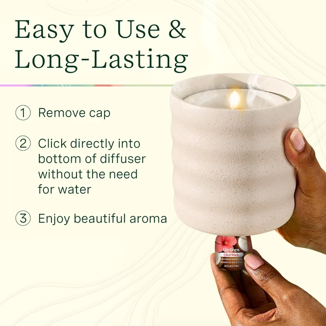 Alt view image 6 of 6 - Flameless Candle Diffuser with 2 Clickwick Essential Oil Blends | Cordless & Waterless Diffuser for Home - Scented Electric Candles Blow Out Flame - Bubble Cream