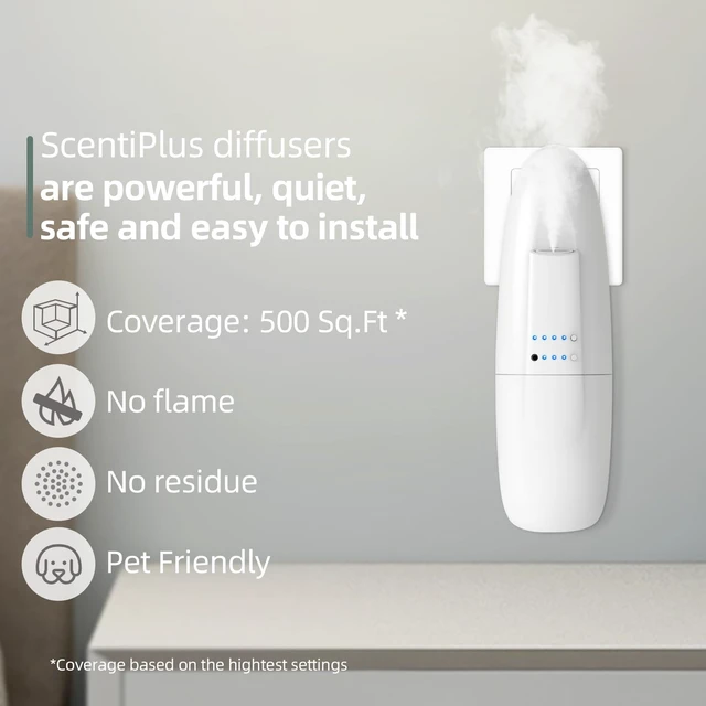 Alt view image 4 of 7 - Waterless Nano Scent Air Machine for Home, Plug-in Cold-Air Essential Oil Diffuser, Luxury Hotel Fragrance Atomizer, Professional Aromatherapy Device for Large Room & Office, 100ml, White