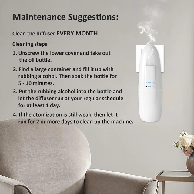 Alt view image 7 of 7 - Waterless Nano Scent Air Machine for Home, Plug-in Cold-Air Essential Oil Diffuser, Luxury Hotel Fragrance Atomizer, Professional Aromatherapy Device for Large Room & Office, 100ml, White