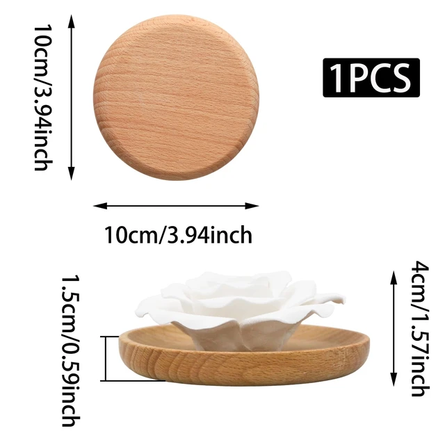 Alt view image 2 of 5 - Flower Rose Ceramic Essential Oil Mini Diffuser, Wooden Pallet | Handmade Flower Rose Ceramic Non-Electric Passive Aromatherapy Diffuser, Decorative Diffusers for Desk/Office/Home Room/Gift