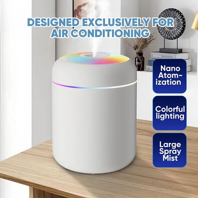 Alt view image 2 of 7 - 2 in 1 USB Electric Aromatherapy Oil Diffuser Ultrasonic Air Humidifier Mist Maker with Colorful Light for Home Office and Car (White)