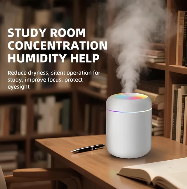 Alt view image 4 of 7 - 2 in 1 USB Electric Aromatherapy Oil Diffuser Ultrasonic Air Humidifier Mist Maker with Colorful Light for Home Office and Car (White)