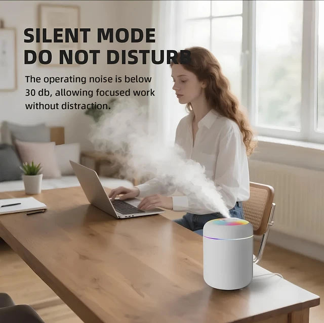 Alt view image 7 of 7 - 2 in 1 USB Electric Aromatherapy Oil Diffuser Ultrasonic Air Humidifier Mist Maker with Colorful Light for Home Office and Car (White)