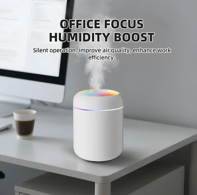 Alt view image 3 of 7 - 2 in 1 USB Electric Aromatherapy Oil Diffuser Ultrasonic Air Humidifier Mist Maker with Colorful Light for Home Office and Car (White)