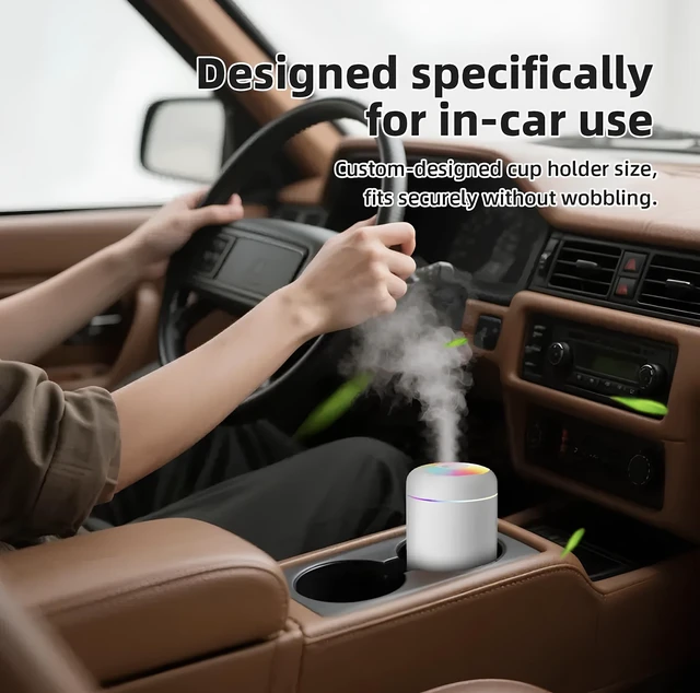 Alt view image 5 of 7 - 2 in 1 USB Electric Aromatherapy Oil Diffuser Ultrasonic Air Humidifier Mist Maker with Colorful Light for Home Office and Car (White)