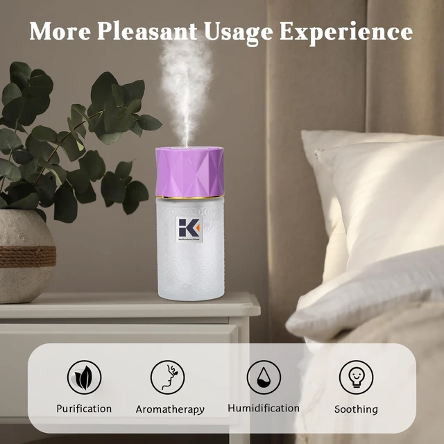Alt view image 5 of 7 - Lavender Cool Mist Humidifier, 8.45 fl oz Aroma Diffuser | Adjustable Mode, USB Rechargeable, Negative Ion Generator, Auto-Off, 3-IN-1 Oil Diffusers for Bedroom Car Office Automotive