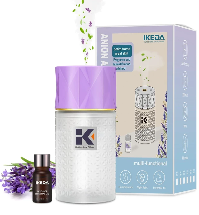 Main image of Lavender Cool Mist Humidifier, 8.45 fl oz Aroma Diffuser | Adjustable Mode, USB Rechargeable, Negative Ion Generator, Auto-Off, 3-IN-1 Oil Diffusers for Bedroom Car Office Automotive