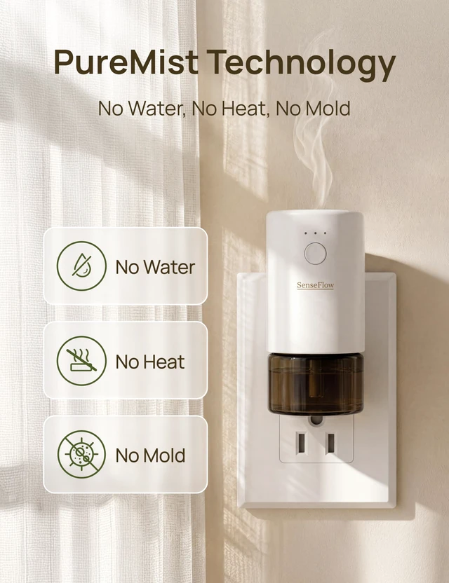 Alt view image 2 of 7 - Plug-in Air Freshener for Home, Waterless Essential Oil Diffuser for Bedroom and Bathroom, Non-Toxic Formula for Pets and Nursery,Lavender Citrus Musk(Soft Lilac