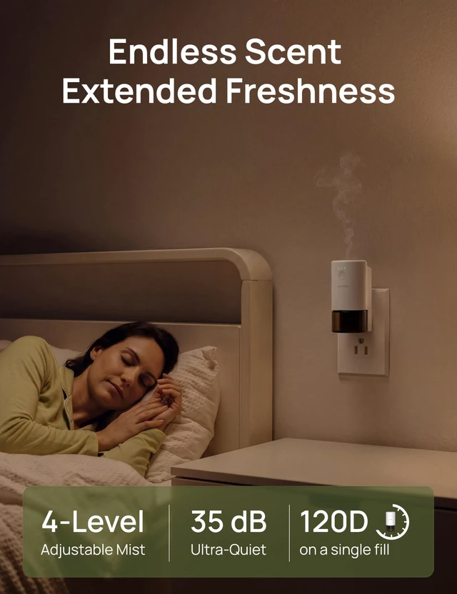 Alt view image 5 of 7 - Plug-in Air Freshener for Home, Waterless Essential Oil Diffuser for Bedroom and Bathroom, Non-Toxic Formula for Pets and Nursery,Lavender Citrus Musk(Soft Lilac