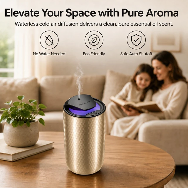 Alt view image 4 of 7 - Waterless Essential Oil Diffuser, Cordless Rechargeable, 600 Sq Ft | Battery Operated, Adjustable Intensity & Timer, Aromatherapy for Home, Car