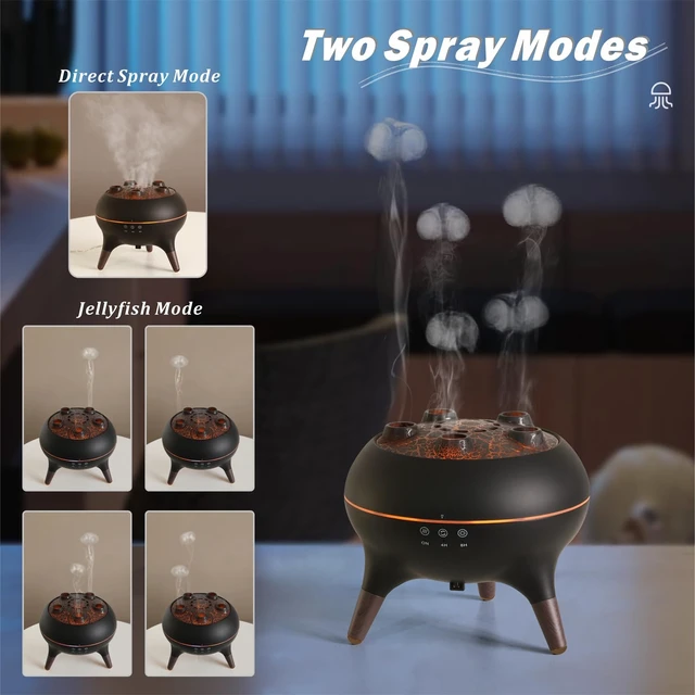 Alt view image 3 of 7 - Essential Oil Diffuser 250ML Dancing Jellyfish Aromatherapy Diffuser Humidifier with 7 Colors LED Lights,Remote Control,Plug in for Bedroom,Office (Black)