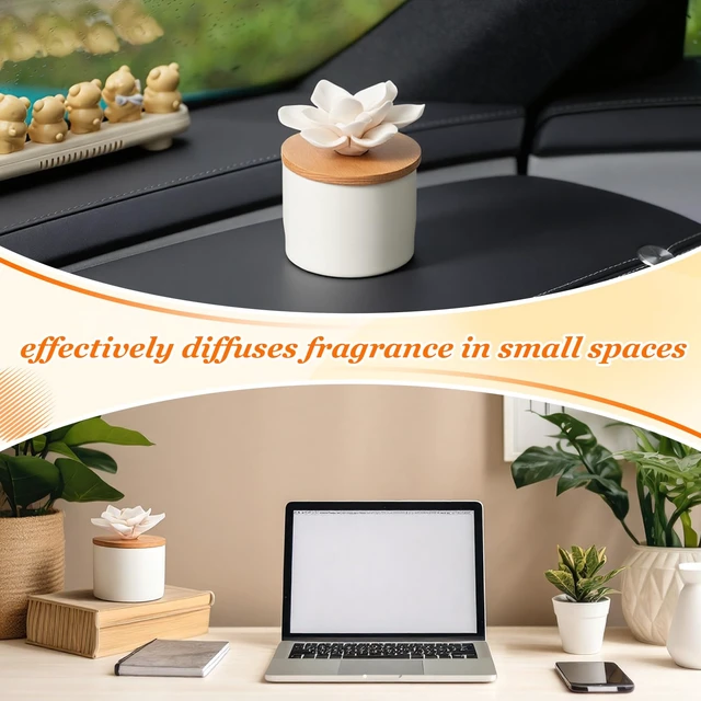 Alt view image 6 of 6 - 2 Pcs Ceramic Essential Oil Diffuser, Non Electric,Water Lotus | Decorative Floral Home Fragrance Decor, No Noise, Home & Office Tabletop Decor for Desk, Bathroom, Bedroom, Birthday, Wedding