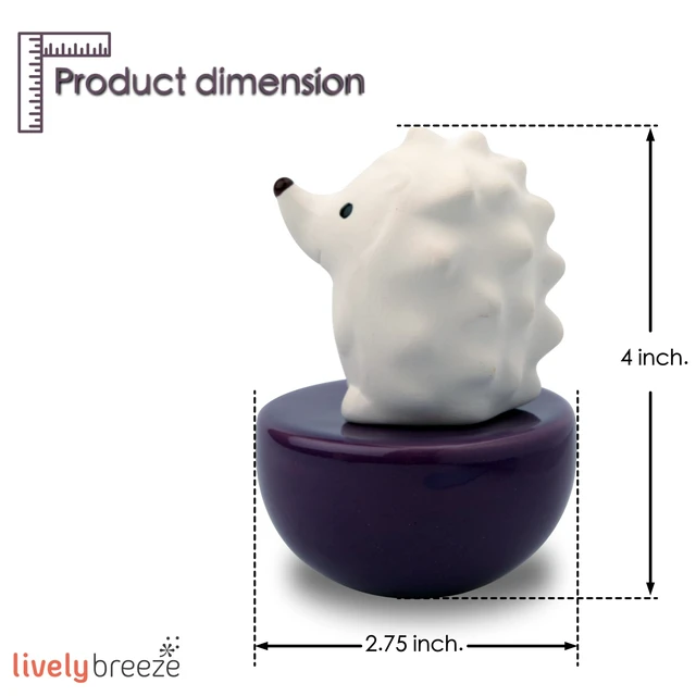 Alt view image 2 of 7 - Spiky Hedgehog, Non-Electric Ceramic Diffusers for Essential Oils and Aromatherapy Fragrance, White Ceramic Diffusers in Car or Desk Office Decor and Small Bathroom at Home, Purple Vase