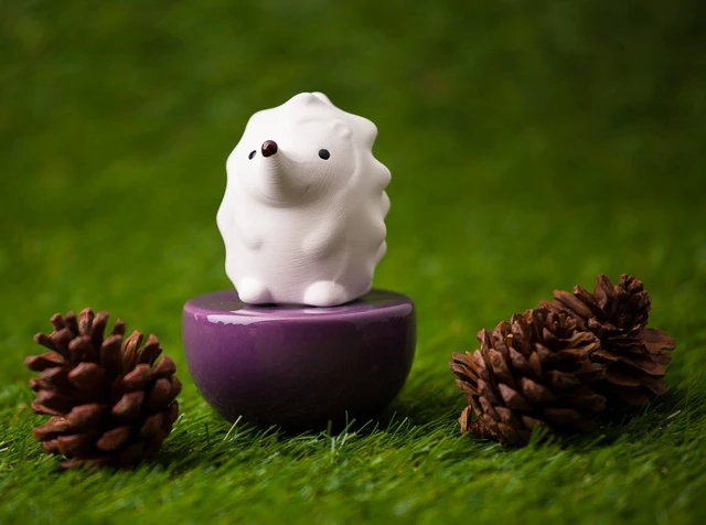Alt view image 6 of 7 - Spiky Hedgehog, Non-Electric Ceramic Diffusers for Essential Oils and Aromatherapy Fragrance, White Ceramic Diffusers in Car or Desk Office Decor and Small Bathroom at Home, Purple Vase