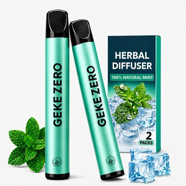 Main image of Herbal Diffuser Pen 2 Pack, Mint Non-Electric Personal Aroma Stick | For Adult Daily Use, Portable for Desk Breaks, Travel, Home, Gym and On-the-Go, PCTG Tip, Stainless Steel Tube, 600 Uses