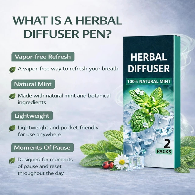 Alt view image 2 of 7 - Herbal Diffuser Pen 2 Pack, Mint Non-Electric Personal Aroma Stick | For Adult Daily Use, Portable for Desk Breaks, Travel, Home, Gym and On-the-Go, PCTG Tip, Stainless Steel Tube, 600 Uses