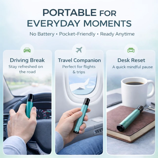 Alt view image 6 of 7 - Herbal Diffuser Pen 2 Pack, Mint Non-Electric Personal Aroma Stick | For Adult Daily Use, Portable for Desk Breaks, Travel, Home, Gym and On-the-Go, PCTG Tip, Stainless Steel Tube, 600 Uses