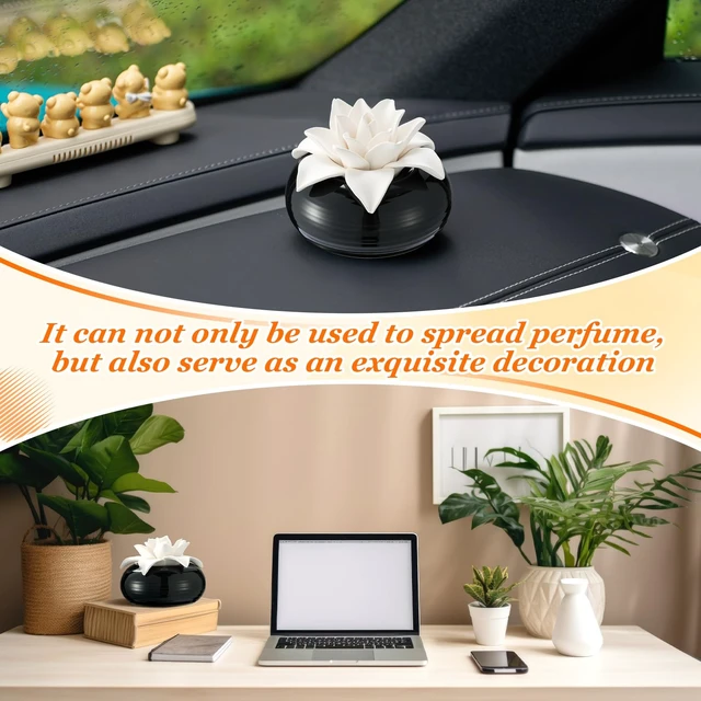 Alt view image 5 of 6 - 1 Pcs Ceramic Essential Oil Diffuser, Non Electric,Magnolia | Decorative Floral Home Fragrance Decor, No Noise, Home & Office Tabletop Decor for Desk, Bathroom, Bedroom, Birthday, Wedding