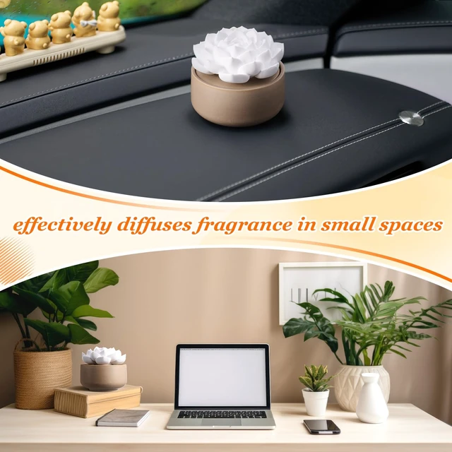 Alt view image 4 of 6 - 2 Pcs Ceramic Essential Oil Diffuser, Non Electric,Succulent | Decorative Floral Home Fragrance Decor, No Noise, Home & Office Tabletop Decor for Desk, Bathroom, Bedroom, Birthday, Wedding
