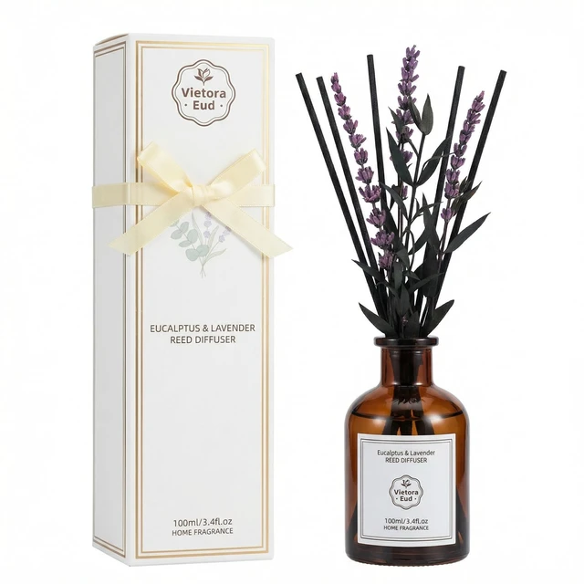 Main image of Eucalyptus & Lavender Reed Diffuser, 3.34 Fl Oz | Calming Scent; Long-lasting for 12 Weeks for Bedroom, Bathroom, Living Room or Office; Gift-ready, Shelf Decor