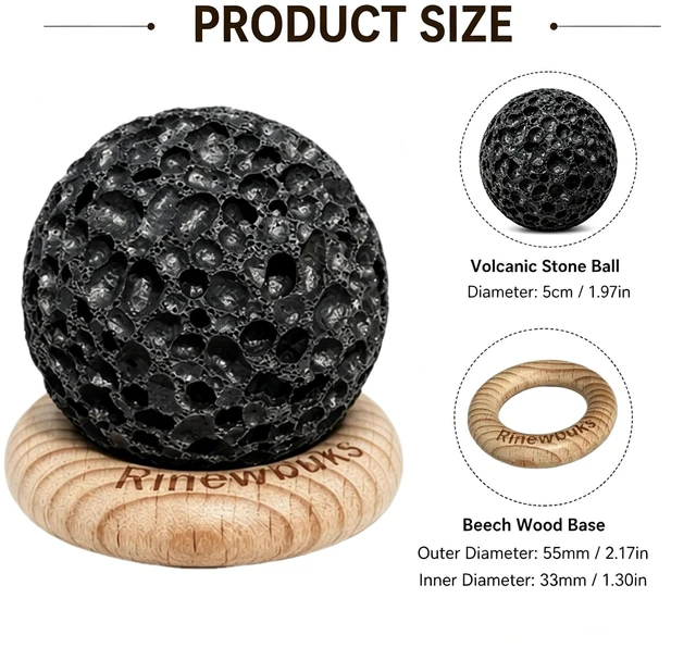 Alt view image 2 of 7 - Lava Rock Diffuser, Natural Essential Oil Diffuser Stone with Beech Wood Base, Flame Free and Electricity Free,Aromatherapy for Home, Bedroom, Office, Yoga