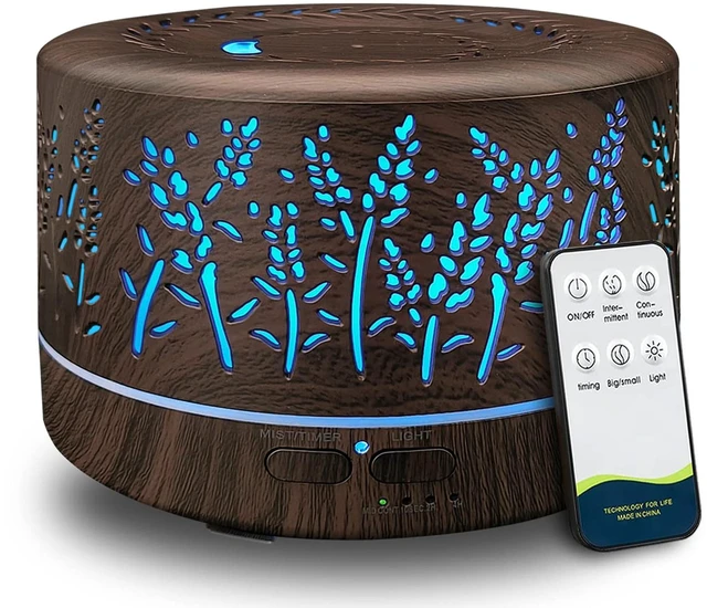 Main image of Diffusers for Essential Oils Large Room 600ml,Essential Oil Diffusers for Home with R/C,Cool Mist Humidifier,7 Colors Lights & 3 Mist Mode Waterless Auto Off for Office