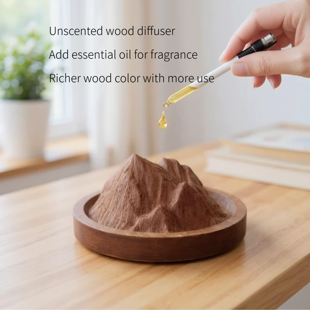 Alt view image 3 of 7 - Passive Essential Oil Diffuser Wood No-Electric | Small Portable Aromatherapy Diffuser, Mini Natural Boho Accent for Car, Desk, Rooms, Home, Office