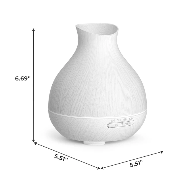 Alt view image 2 of 7 - Aromatherapy Essential Oil Diffuser 550ml 12 Hours White Wood Grain Aroma Diffuser with Timer for Large Room, Home, Baby Bedroom, Waterless Auto Shut-Off, 7 Colors Lights Changing