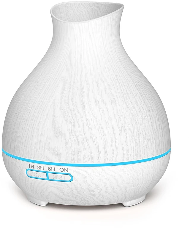 Main image of Aromatherapy Essential Oil Diffuser 550ml 12 Hours White Wood Grain Aroma Diffuser with Timer for Large Room, Home, Baby Bedroom, Waterless Auto Shut-Off, 7 Colors Lights Changing
