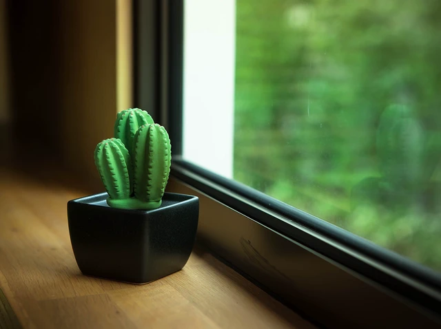 Alt view image 7 of 7 - Tri Cactus, Non-Electric Ceramic Diffusers for Essential Oils and Aromatherapy Fragrance, White Ceramic Diffusers in Car or Desk Office Decor and Small Bathroom at Home, Black Vase