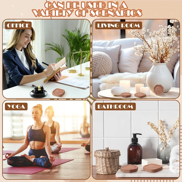 Alt view image 6 of 7 - 4 Pcs Ceramic Passive Diffuser for Essential Oil Non Electric | Stone Aromatherapy Oil Diffuser, Hummingbirds Daisies Sun Lotus Flowers, Office Bathroom Decor, Terracotta Housewarming Gift