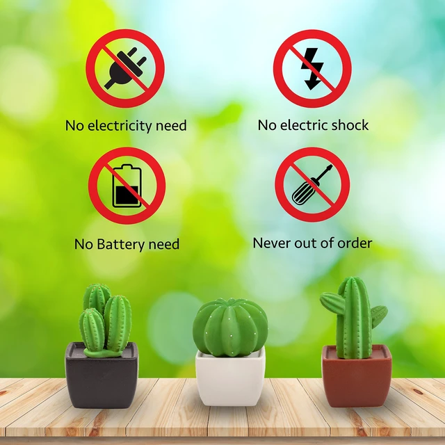 Alt view image 4 of 7 - Tri Cactus, Non-Electric Ceramic Diffusers for Essential Oils and Aromatherapy Fragrance, White Ceramic Diffusers in Car or Desk Office Decor and Small Bathroom at Home, Black Vase