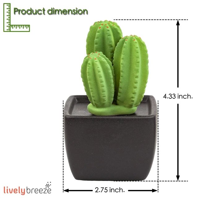 Alt view image 2 of 7 - Tri Cactus, Non-Electric Ceramic Diffusers for Essential Oils and Aromatherapy Fragrance, White Ceramic Diffusers in Car or Desk Office Decor and Small Bathroom at Home, Black Vase