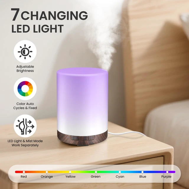 Alt view image 2 of 7 - 300mL Essential Oil Diffuser Ultrasonic Aromatherapy Diffuser | Enjoy Ultrasonic Mist, Auto-off Protection, 7-Color Night Light & Timer Options for Comfortable Daily Aromatherapy