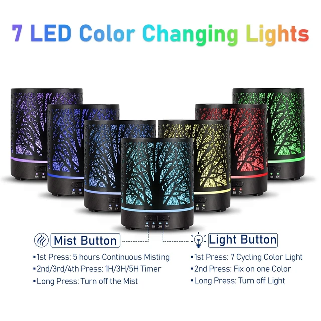 Alt view image 2 of 6 - Essential Oil Diffuser for Home Fragrance & Aromatherapy | 300ml Metal Ultrasonic Cool Mist Diffuser,7 Night Lights, Waterless Auto-Off, Quiet Diffuser for Bedroom, Gifts for Women