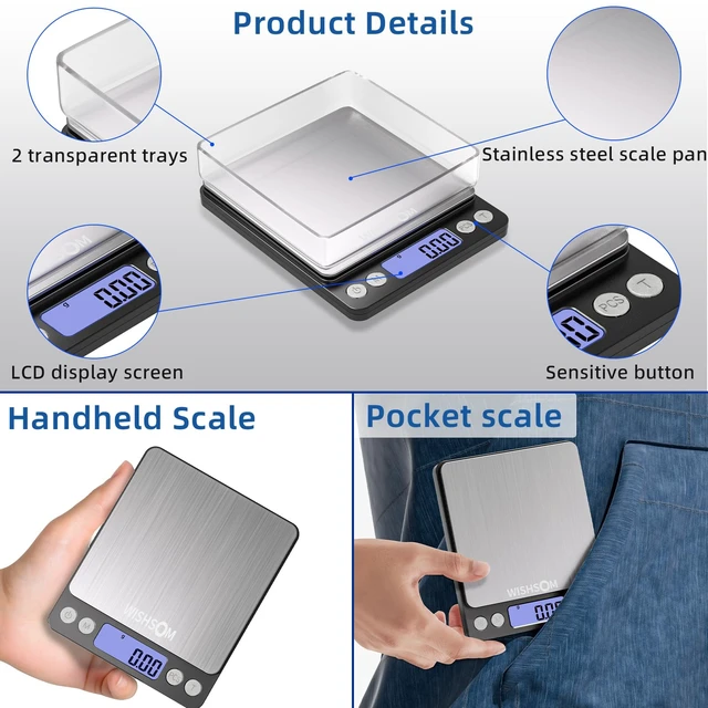 Alt view image 2 of 7 - Professional Jewelry Scale, 500g x 0.01g High Precision Digital Gold Scale, Portable Precious Metal Gram Scale for Jewelers, Pawn Shops, Coin Dealers, Gold & Silver Weighing
