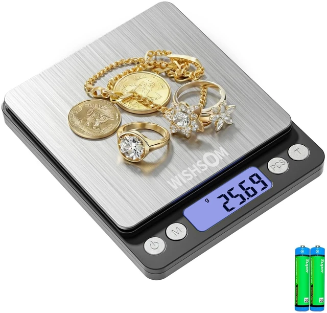 Main image of Professional Jewelry Scale, 500g x 0.01g High Precision Digital Gold Scale, Portable Precious Metal Gram Scale for Jewelers, Pawn Shops, Coin Dealers, Gold & Silver Weighing