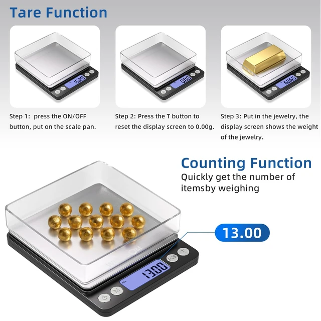 Alt view image 4 of 7 - Professional Jewelry Scale, 500g x 0.01g High Precision Digital Gold Scale, Portable Precious Metal Gram Scale for Jewelers, Pawn Shops, Coin Dealers, Gold & Silver Weighing