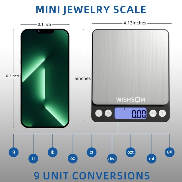 Alt view image 5 of 7 - Professional Jewelry Scale, 500g x 0.01g High Precision Digital Gold Scale, Portable Precious Metal Gram Scale for Jewelers, Pawn Shops, Coin Dealers, Gold & Silver Weighing