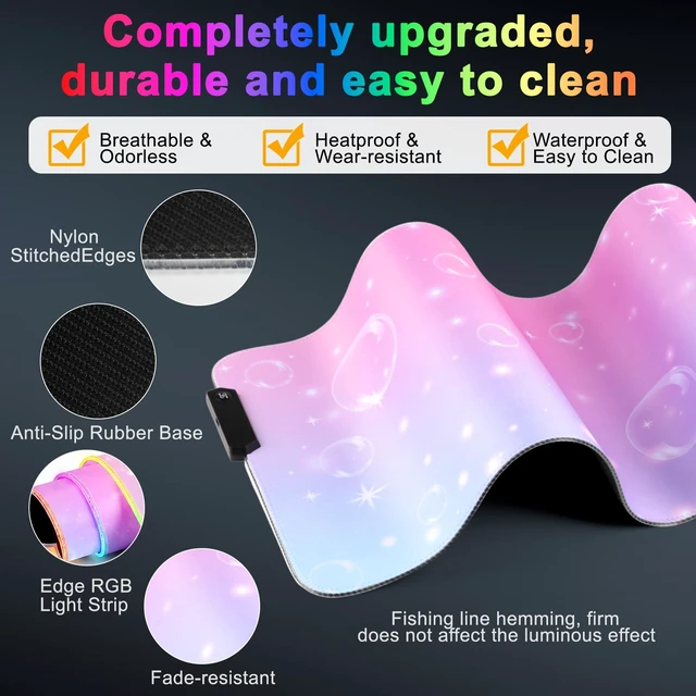 Alt view image 3 of 7 - RGB LED Gaming Mouse Pad, Desk Pad, Large Mouse Pad for Desk, Computer Mat | , Keyboard Mat, Mouse Pads for Desk, 14 Light Modes, Gaming Mouse Pad, Computer Mats for Desktop, 31.5×11.8 Inch