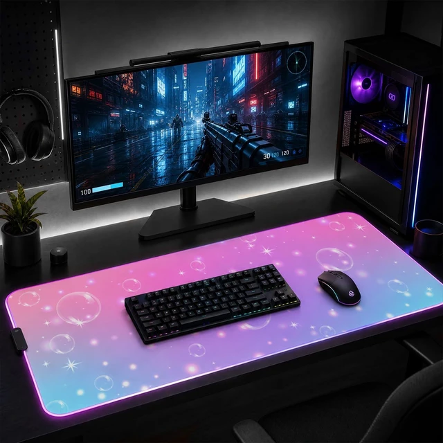 Main image of RGB LED Gaming Mouse Pad, Desk Pad, Large Mouse Pad for Desk, Computer Mat | , Keyboard Mat, Mouse Pads for Desk, 14 Light Modes, Gaming Mouse Pad, Computer Mats for Desktop, 31.5×11.8 Inch