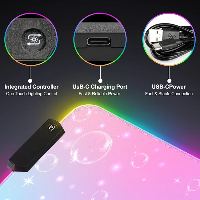 Alt view image 6 of 7 - RGB LED Gaming Mouse Pad, Desk Pad, Large Mouse Pad for Desk, Computer Mat | , Keyboard Mat, Mouse Pads for Desk, 14 Light Modes, Gaming Mouse Pad, Computer Mats for Desktop, 31.5×11.8 Inch