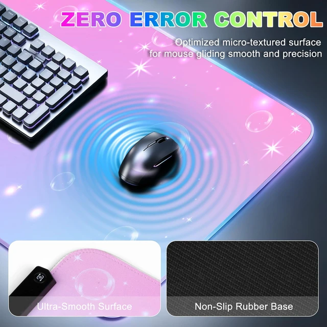 Alt view image 5 of 7 - RGB LED Gaming Mouse Pad, Desk Pad, Large Mouse Pad for Desk, Computer Mat | , Keyboard Mat, Mouse Pads for Desk, 14 Light Modes, Gaming Mouse Pad, Computer Mats for Desktop, 31.5×11.8 Inch