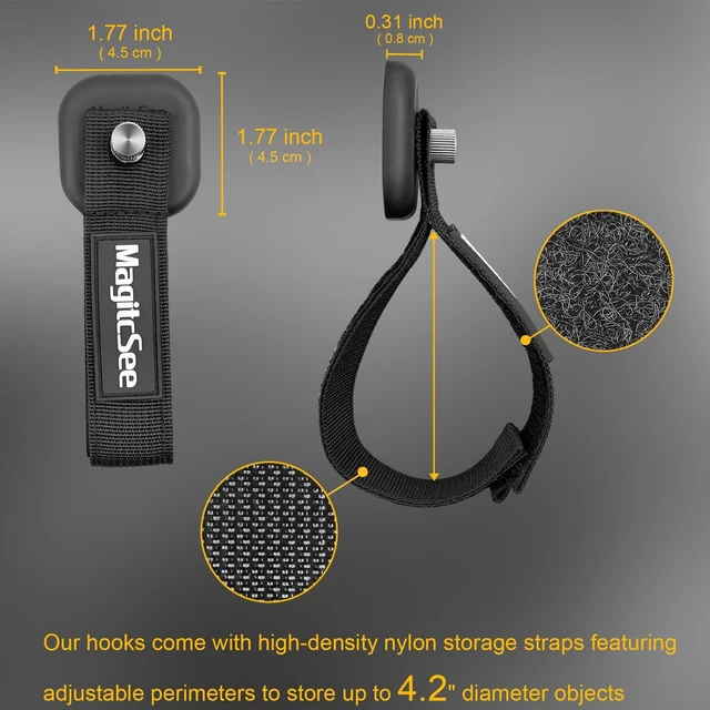 Alt view image 3 of 6 - Updated 4 Pack Heavy Duty Magnetic Hook Straps for Extention Cords, Powerful Cruise Garage Storage Hook Ties for Hanging Cables, Garden Hoses Ropes, Workshop Tool Box Magnet Organize Hangers for Tools