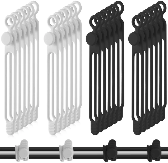Main image of 40 Pcs Silicone Cable Ties, 4.17 Inch, Black, White | Reusable Cord Organizers, Adjustable Cable Management Ties, for Earphones, Chargers, PC Wires, Office Desk Home Travel