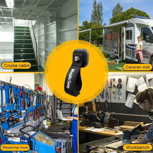 Alt view image 5 of 6 - Updated 4 Pack Heavy Duty Magnetic Hook Straps for Extention Cords, Powerful Cruise Garage Storage Hook Ties for Hanging Cables, Garden Hoses Ropes, Workshop Tool Box Magnet Organize Hangers for Tools