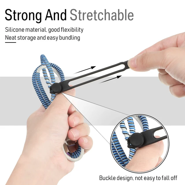Alt view image 4 of 7 - 40 Pcs Silicone Cable Ties, 4.17 Inch, Black, White | Reusable Cord Organizers, Adjustable Cable Management Ties, for Earphones, Chargers, PC Wires, Office Desk Home Travel