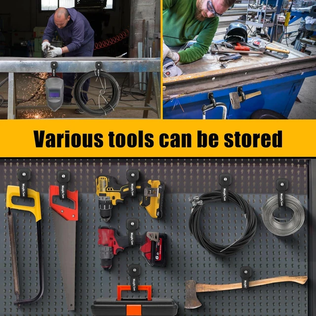 Alt view image 6 of 6 - Updated 4 Pack Heavy Duty Magnetic Hook Straps for Extention Cords, Powerful Cruise Garage Storage Hook Ties for Hanging Cables, Garden Hoses Ropes, Workshop Tool Box Magnet Organize Hangers for Tools