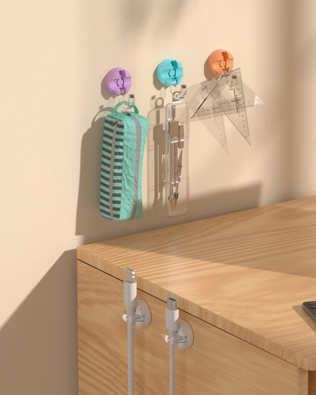 Alt view image 7 of 7 - Rotatable Magnetic Cable Clips, Smooth Adjustable Cord Holder, Under Desk Cable Management, Adhesive Charging Wire Holder Keeper Organizer for Office Nightstand Wall (6-Pack Purple-Orange-Cyan)
